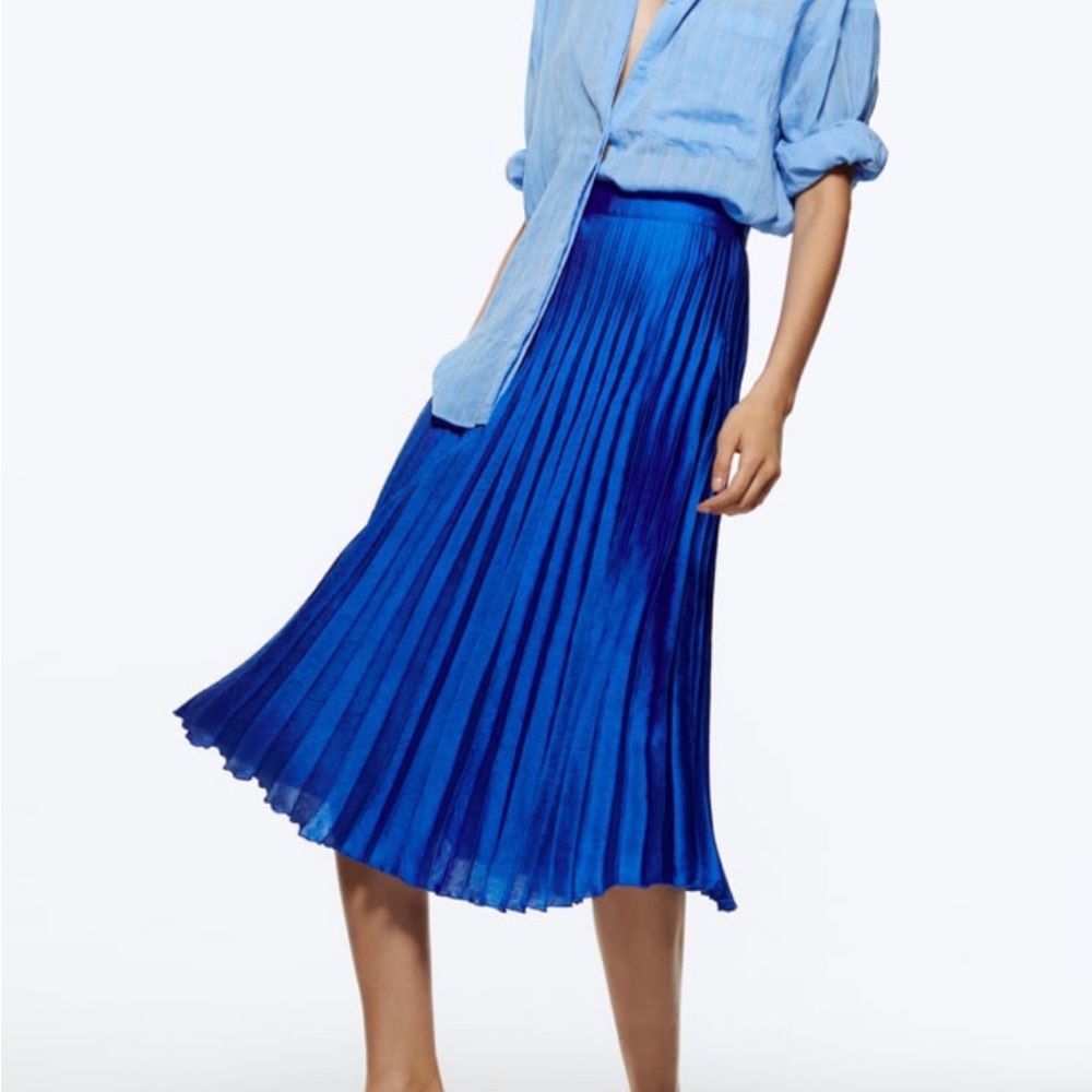 Zara satin pleated maxi skirt